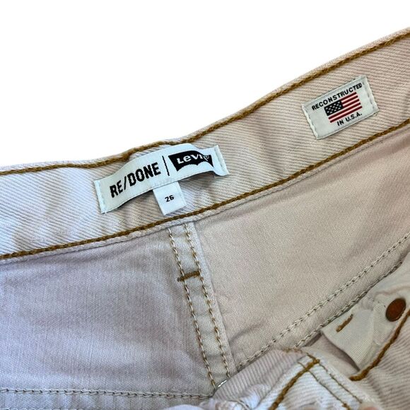 Re/Done x Levi’s Light Pink Distressed The Short Denim Shorts 26 - Picture 2 of 7
